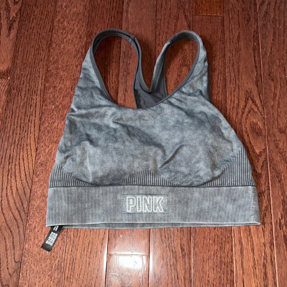 PINK Gray Racerback Sports Bra With Very Light Padding Women’s Size Small